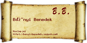 Bényi Benedek névjegykártya